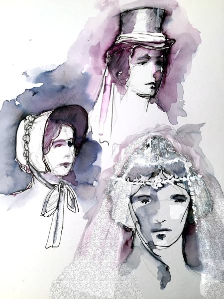 Fotografia de Madame Bovary, amb Belén Fabra, i figurins del muntatge