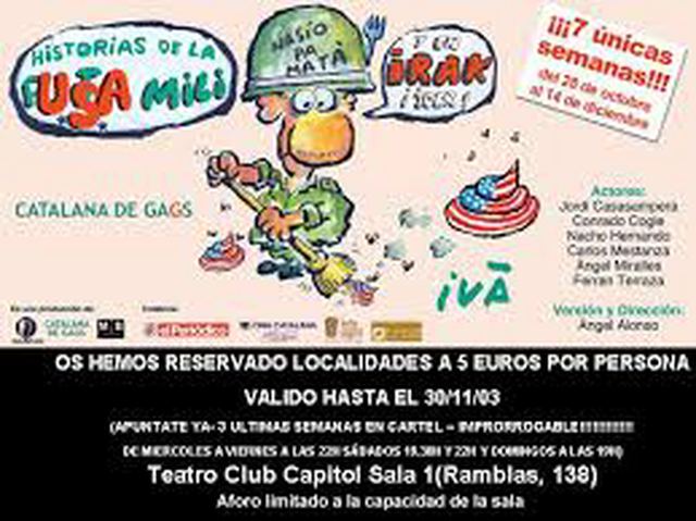 Cartell en color amb una vinyeta d'Ivà d'un recluta amb casc de guerra i el lema ¡Y no Irak, plis!